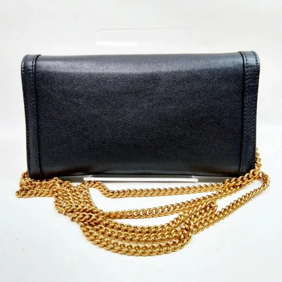 Authentic Gucci Black Leather Wallet on Chain mn530-021526 - Picture 2 of 9